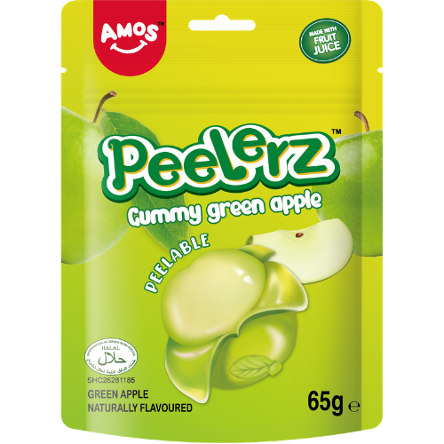 Amos Peelerz Gummy ( Halal ) Green Apple 12x65g dimarkcash&carry