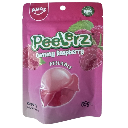 Amos Peelerz Gummy Raspberry Candy 12X65G dimarkcash&carry