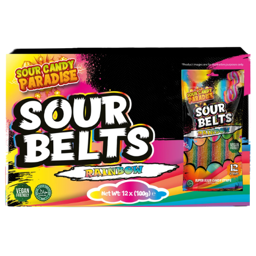 Sour Belts Rainbow 12X100G dimarkcash&carry