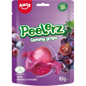 Amos Peelerz Gummy ( Halal ) Grape 12x65g dimarkcash&carry