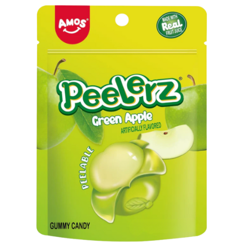Amos Peelerz Gummy Green Apple Candy 12X65G dimarkcash&carry