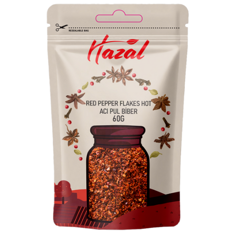 Hazal (527) Red Pepper Flakes Hot 8X60G dimarkcash&carry
