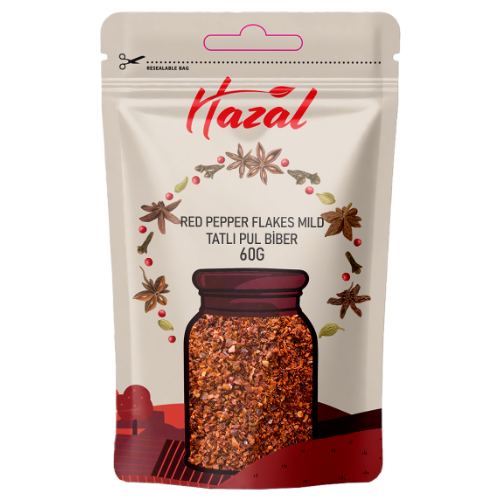 Hazal (528) Red Pepper Flakes Mild 8X60G dimarkcash&carry