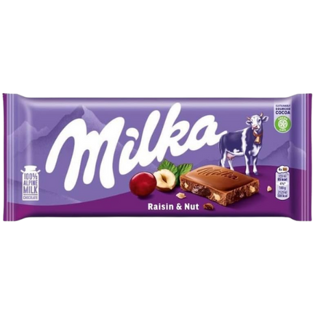 Milka Raisin And Nuts Chocolate Bar 23X90G dimarkcash&carry