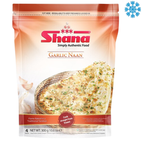 Shana Naan Garlic 12X300 (4 Pcs) - Collection Only Frozen Product dimarkcash&carry