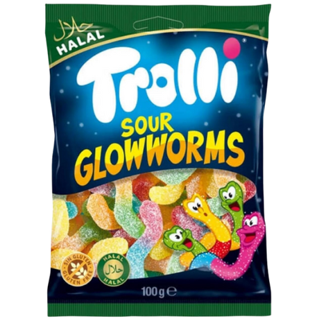 Trolli *Halal* Sour Glowworms 12x100g dimarkcash&carry